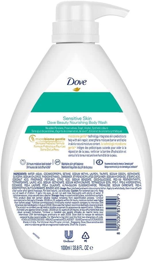 Dove Nourishing Body Wash For Sensitive Skin Pump Bottle (1000g) 3