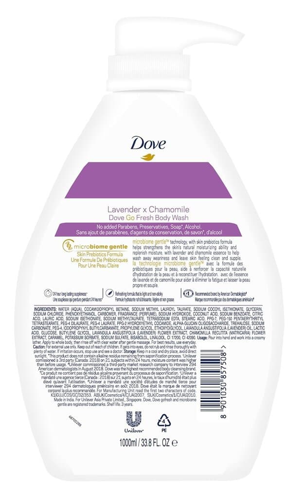 Dove Lavender & Chamomile Go Fresh Body Wash With Relaxing Floral Scent (1L) 2