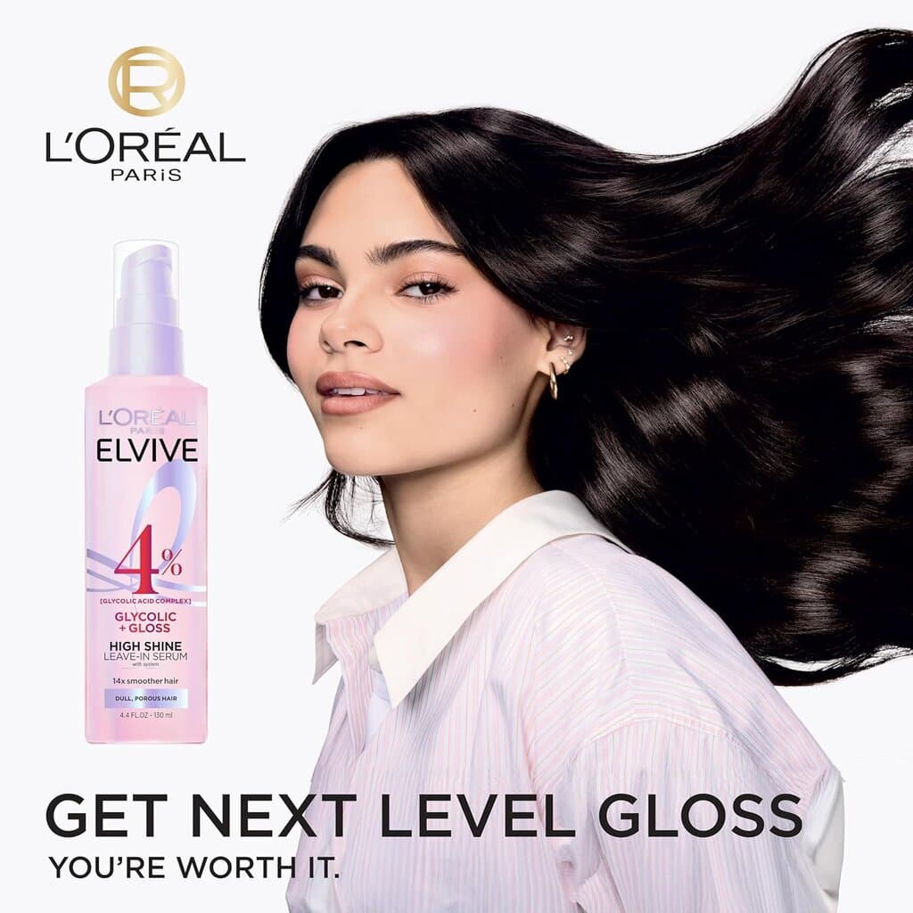 L'Oreal Paris Elvive Glycolic + Gloss High Shine Leave-In Hair Serum (200ml) 3