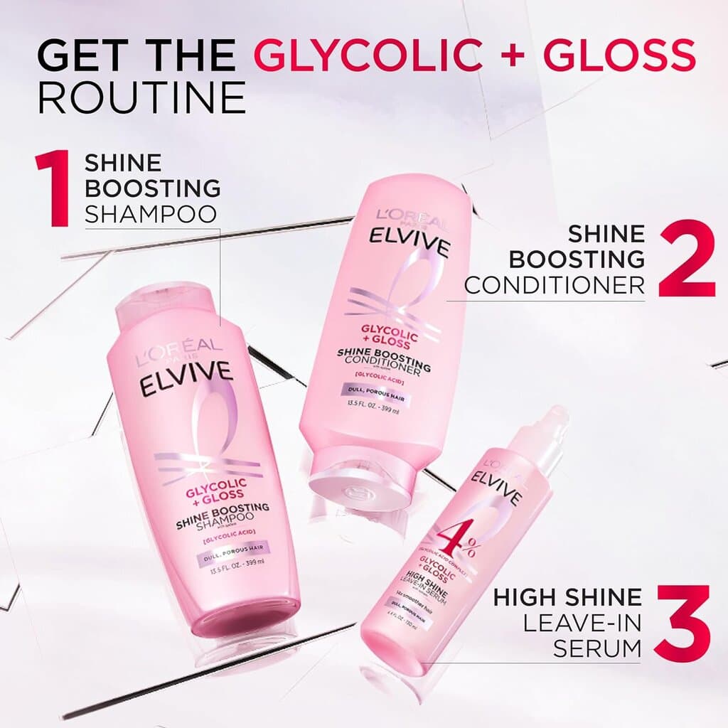 L'Oreal Paris Elvive Glycolic + Gloss High Shine Leave-In Hair Serum (200ml) 8
