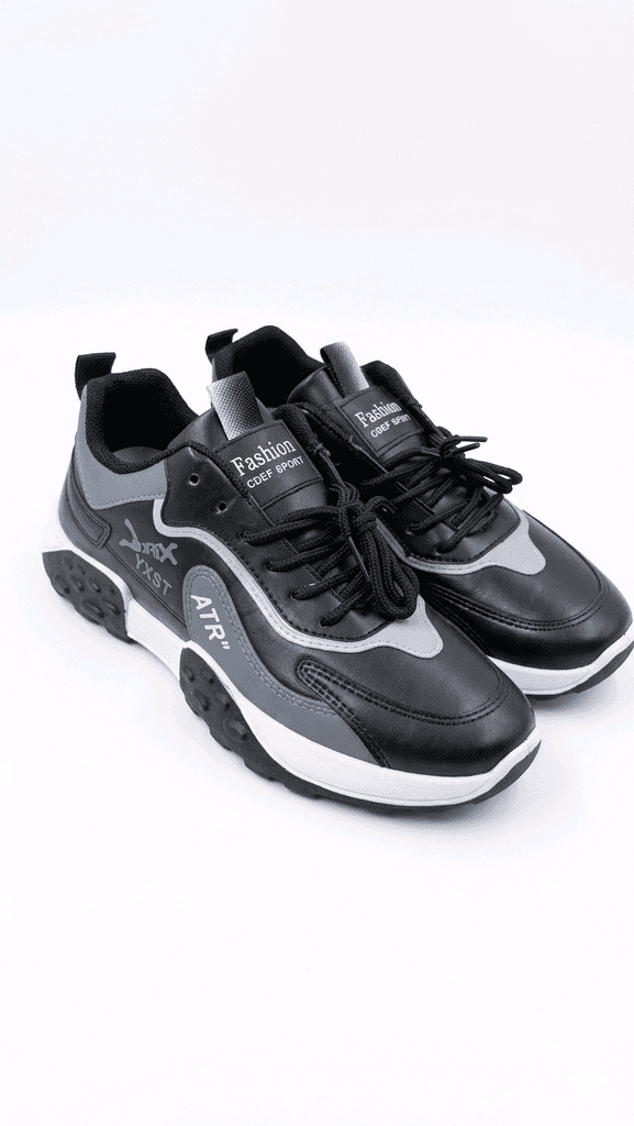Premium Fashion Sports Sneakers - Model Y988 (Black & Grey)