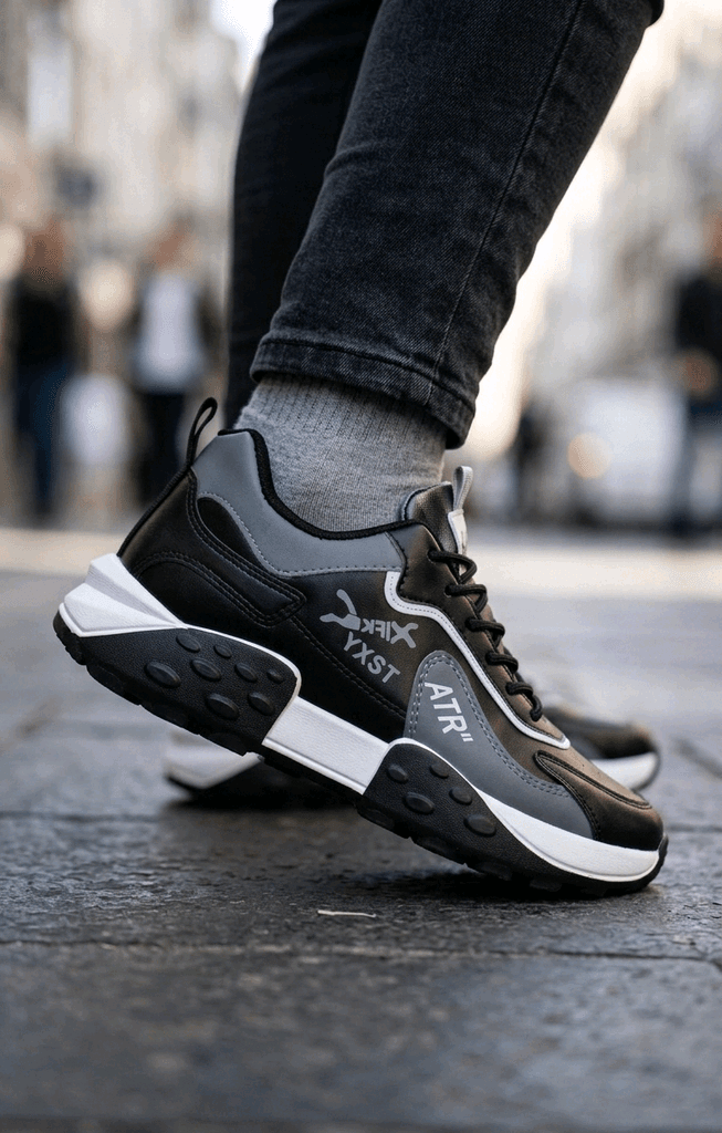 Premium Fashion Sports Sneakers - Model Y988 (Black & Grey) 5