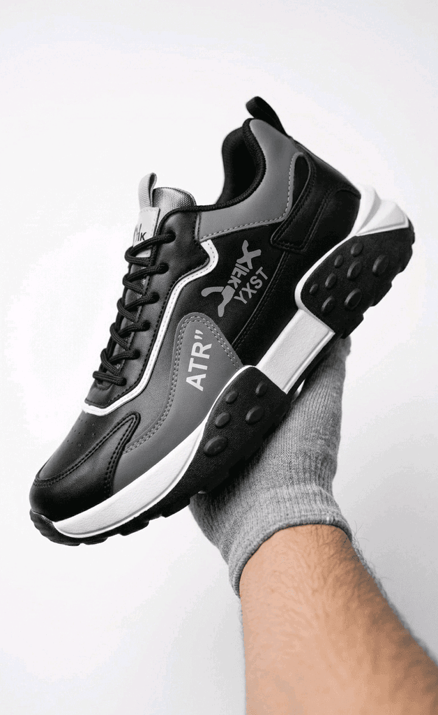 Premium Fashion Sports Sneakers - Model Y988 (Black & Grey) 6