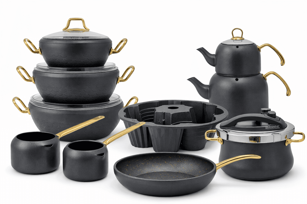 O.M.S Ceramic Cookware Set - Dark Gray
