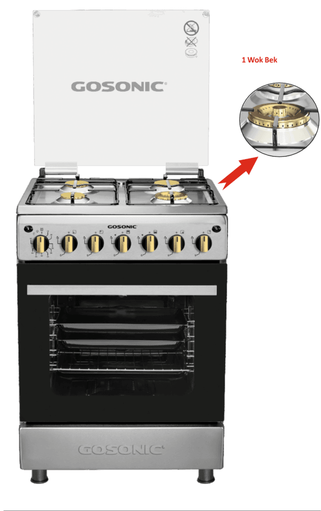 Gosonic 4 Burners Gas Cooker - GGO-4060 (Silver)