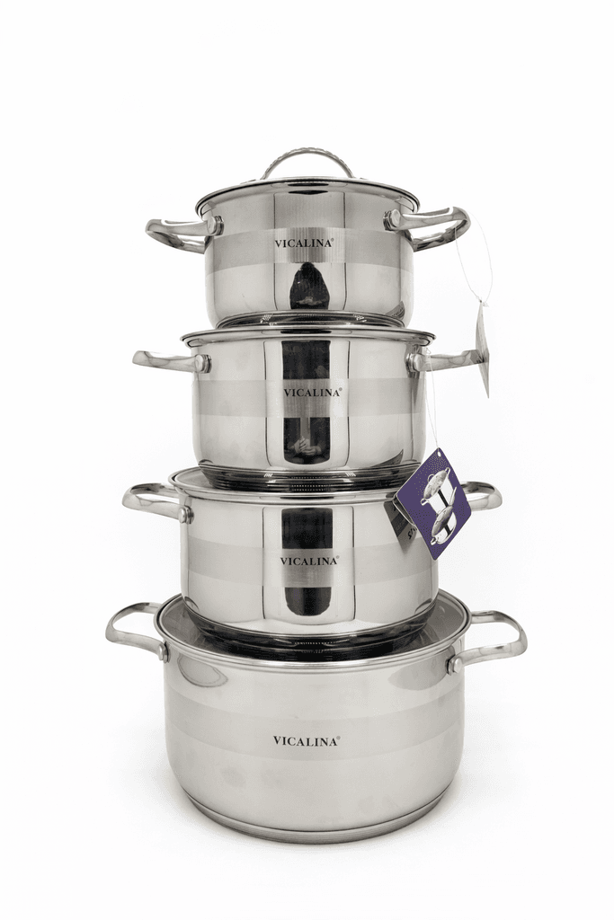Vicalina Stainless Steel 18/10 Cooking Pot & Pan Set - 6 Piece Silver Cookware