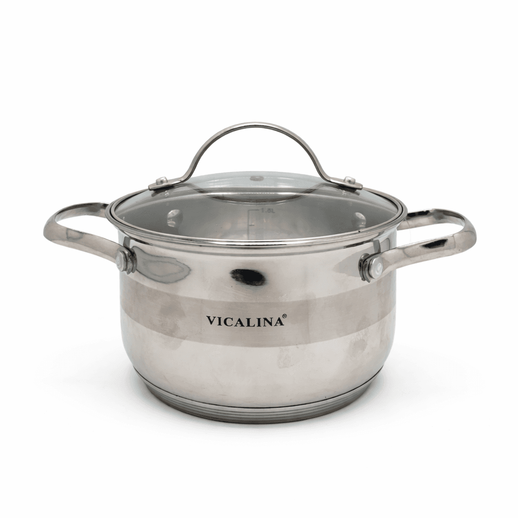 Vicalina Stainless Steel 18/10 Cooking Pot & Pan Set - 6 Piece Silver Cookware 2