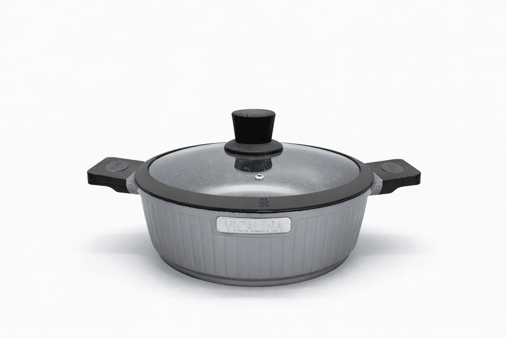 Vicalina Granite Coating Cookware Set - 4 Pots & 1 Pan - Gray 2