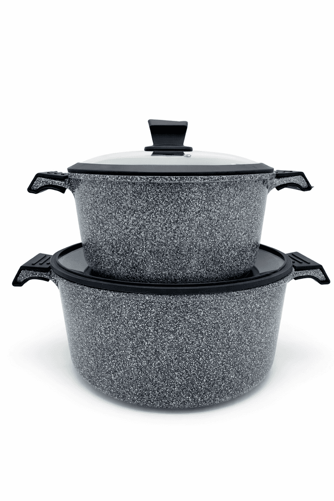 Nsfe Granite Coating Cookware Set - 4 Pots & 1 Pan - Gray 2