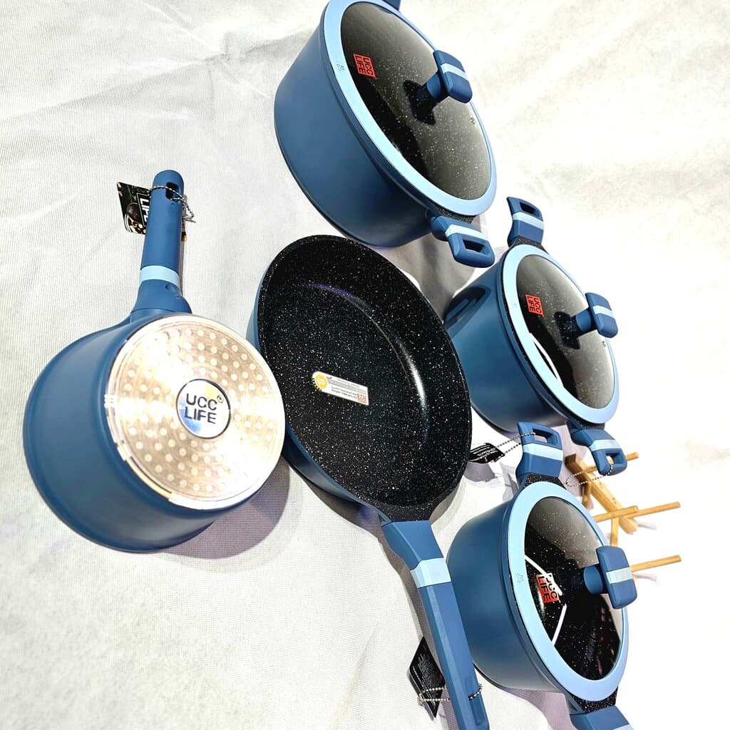 UCC LIFE Ceramic Coated Cookware Set - Blue 4