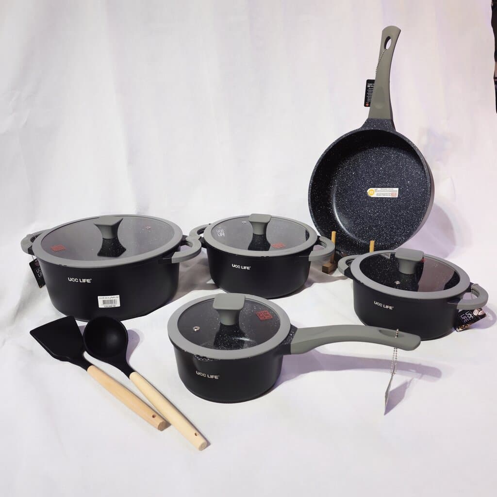 UCC LIFE Ceramic Coated Cookware Set - Black 1