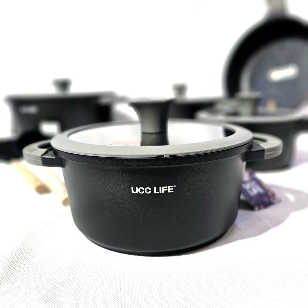 UCC LIFE Ceramic Coated Cookware Set - Black 4