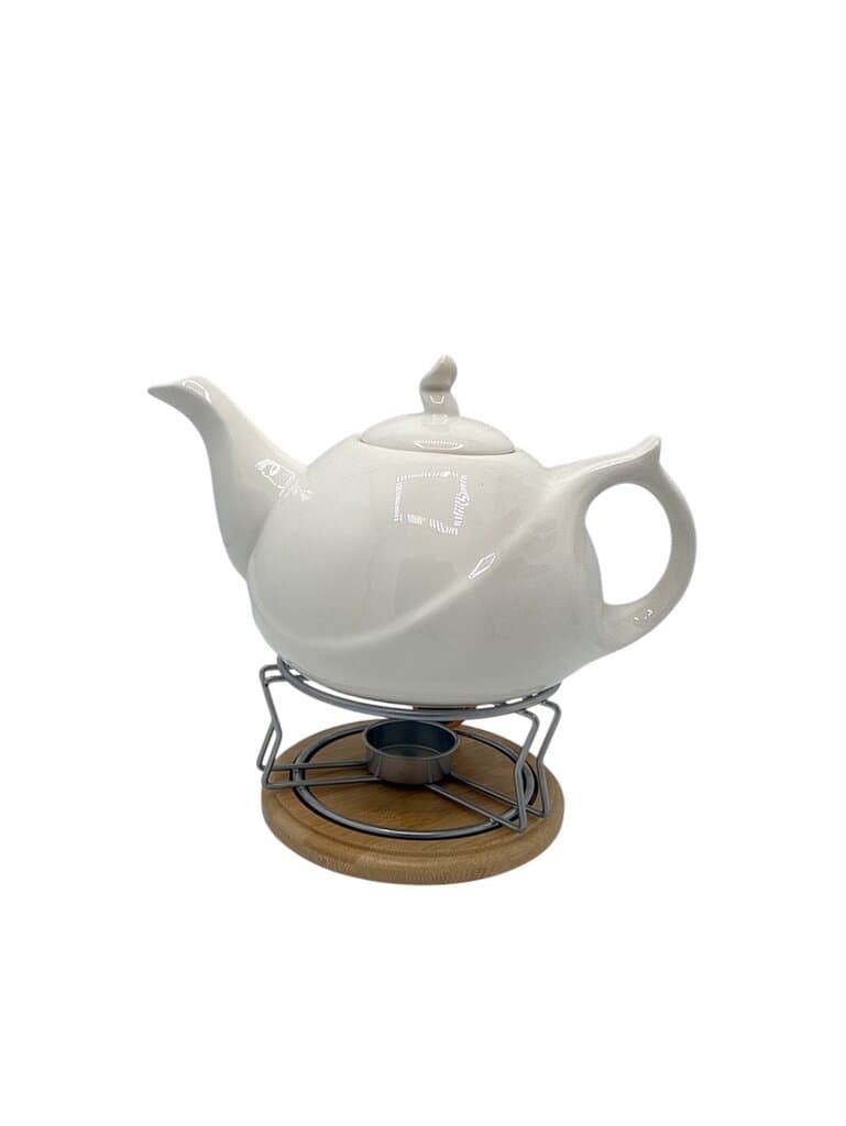 Porcelain Teapot with Warmer Set - White