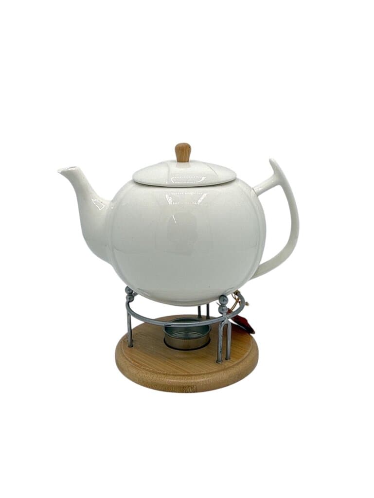 Porcelain Teapot with Warmer Set - White