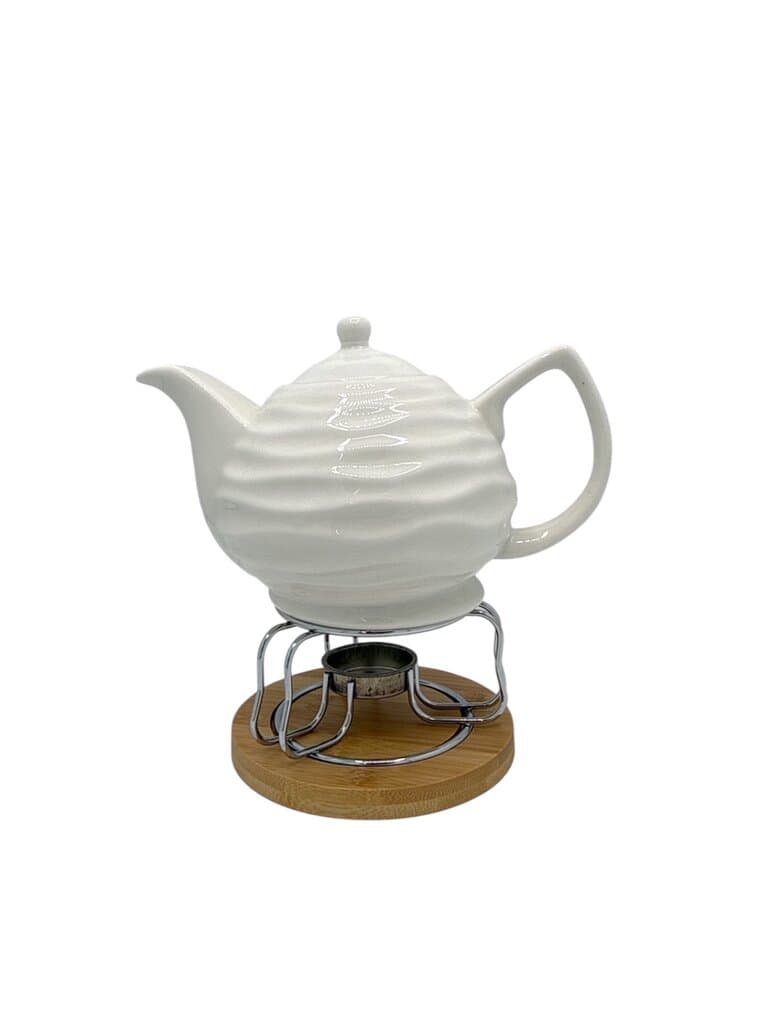 Porcelain Teapot with Warmer Set - White