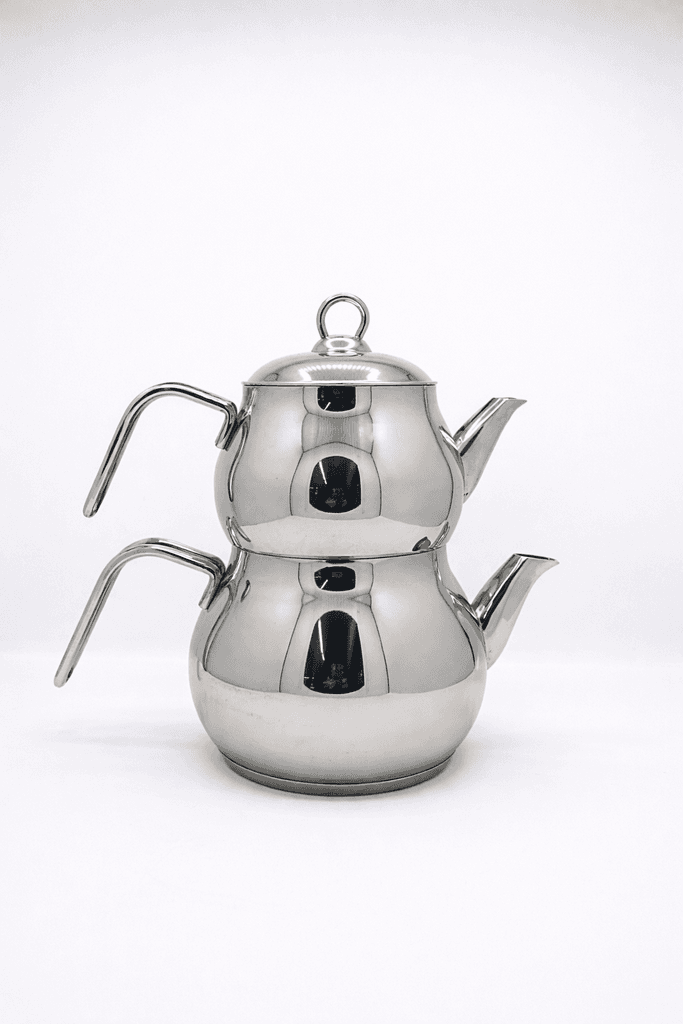 Vivaldi Stainless Steel Turkish Tea Kettle & Teapot Set - Silver