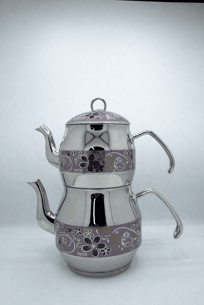 Stainless Steel Turkish Tea Kettle & Teapot Set - Purple