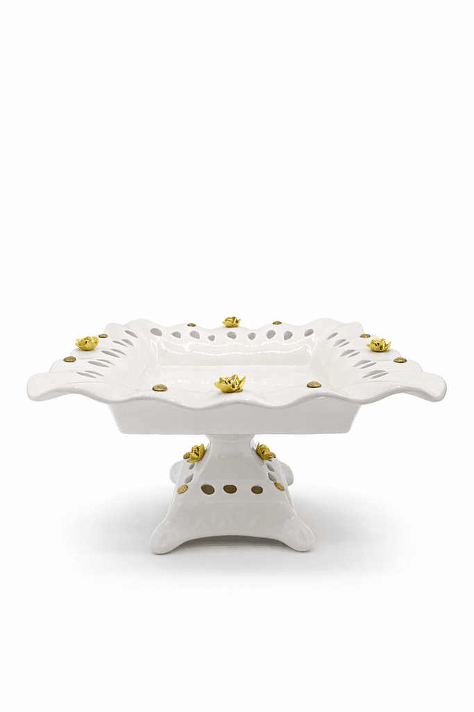 Ceramic Fruit Bowl Stand - White