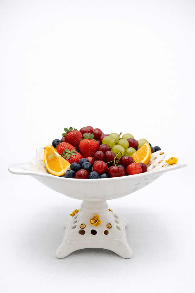 Ceramic Fruit Bowl Stand - White