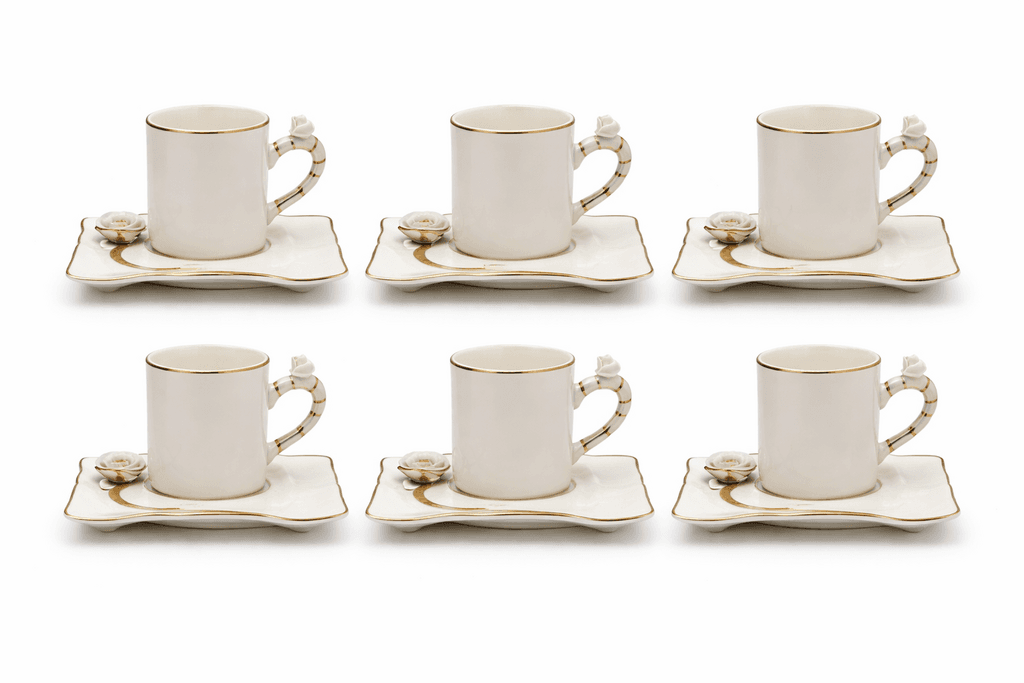 Porcelain Coffee Cup Set - 6 Piece (White)