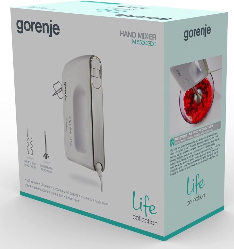 Gorenje 550W 5 Programs Hand Mixer - M550CSDC (White) 4