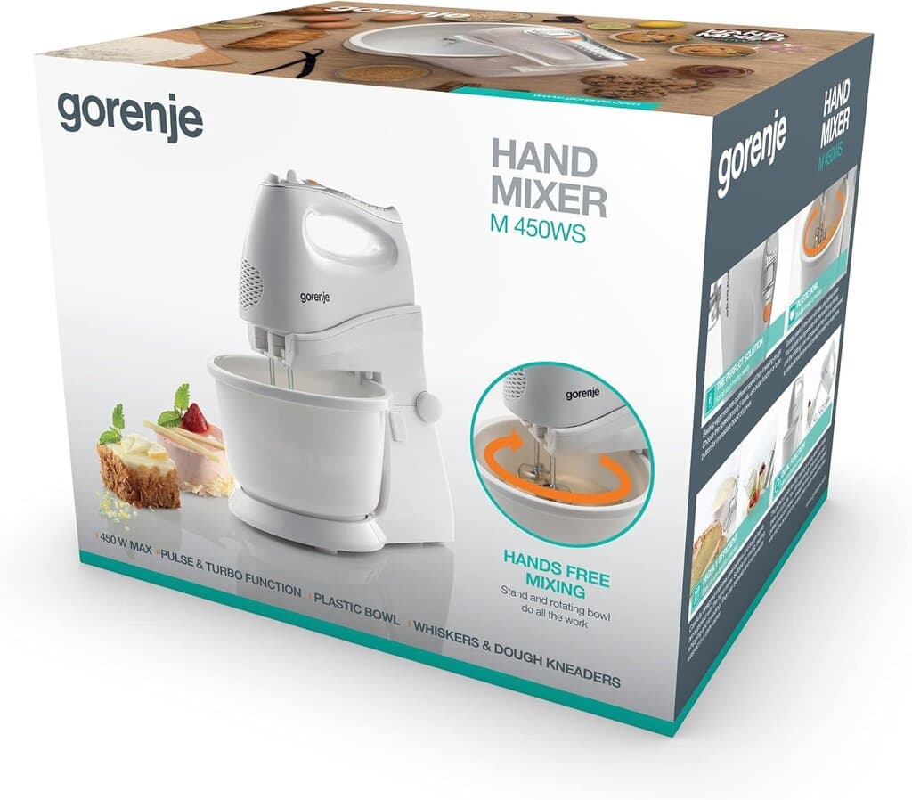 Gorenje 450W 5 Programs Hand Mixer - M450WS (White) 2