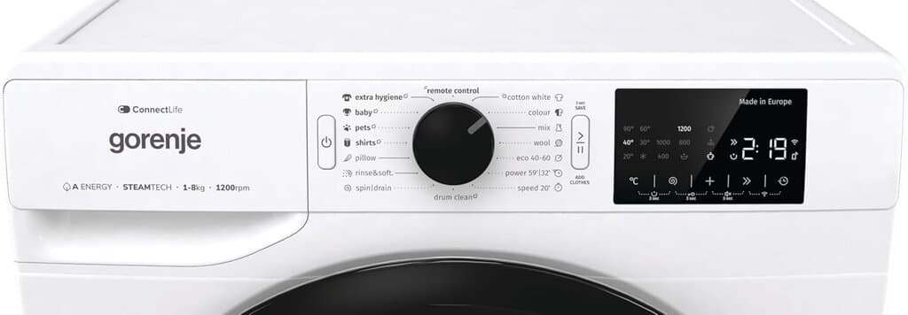 Gorenje 8 kg Front Load Washing Machine - WPNEI82A1SWIFI (White) 5