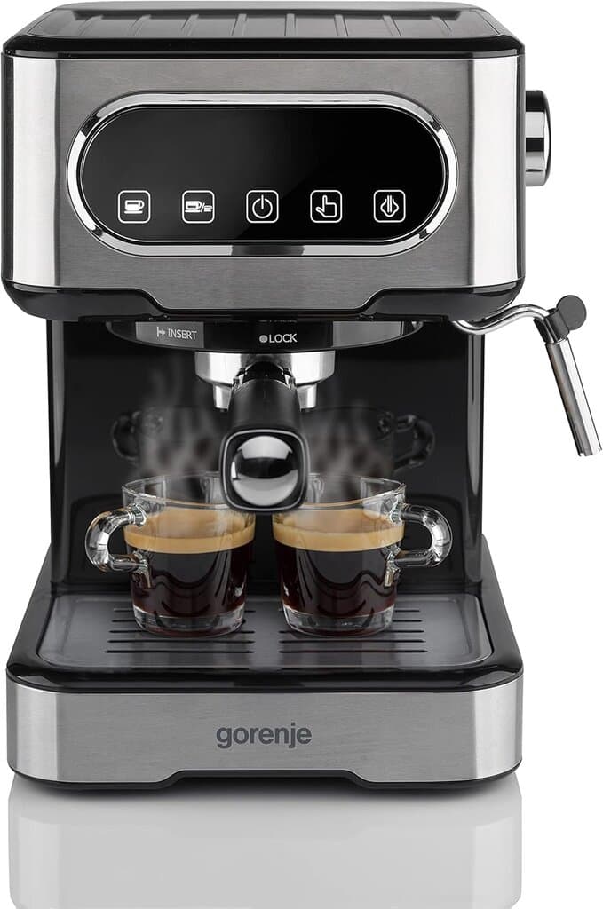 Gorenje 1.5L 15 Bar Espresso Machine with Professional Milk Foam Nozzle - ESCM15DBK (Stainless Steel)