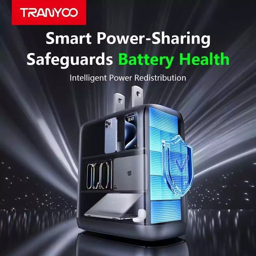 TRANYOO T-UK65 C 65W GaN Super Fast Charger – Triple Port (2x USB-C + USB-A) with 1m Cable 7