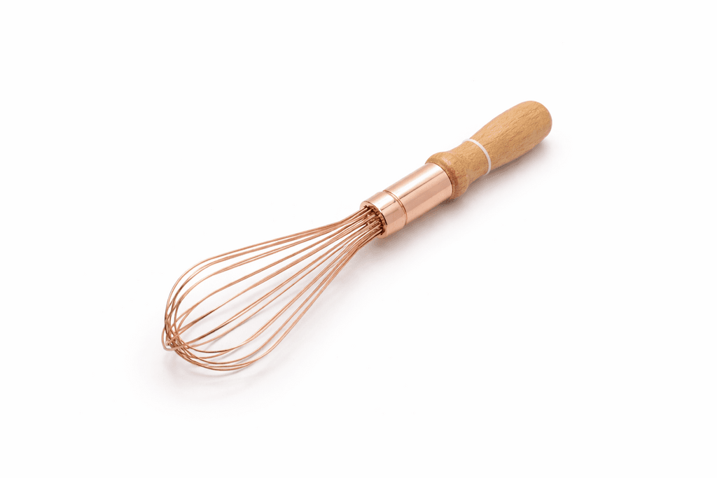 Stainless Steel Whisk with Wooden Handle - Gold 1