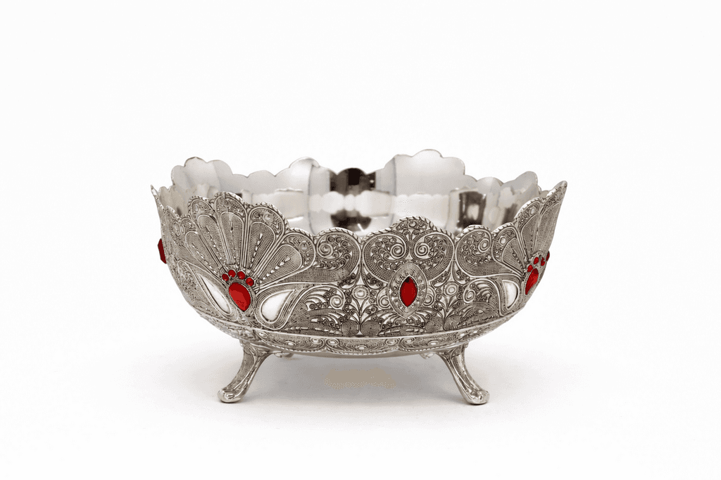 Metal Decorative Serving Bowl - Silver (L)
