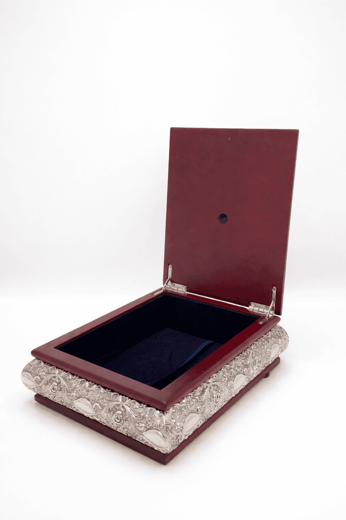 Metal & Wood Quran Box - Dark Red 2