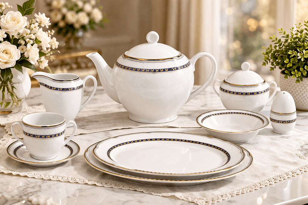 Porcelain Dinner Plate Set - 102 Piece (White)