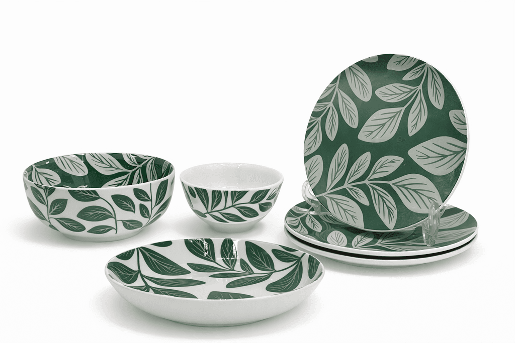 Porcelain Dinner Plate Set - 30 Piece (Dark Green)