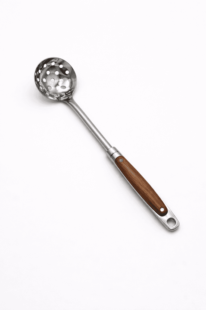 Stainless Steel Skimmer With Wooden Handl - Silver (S)