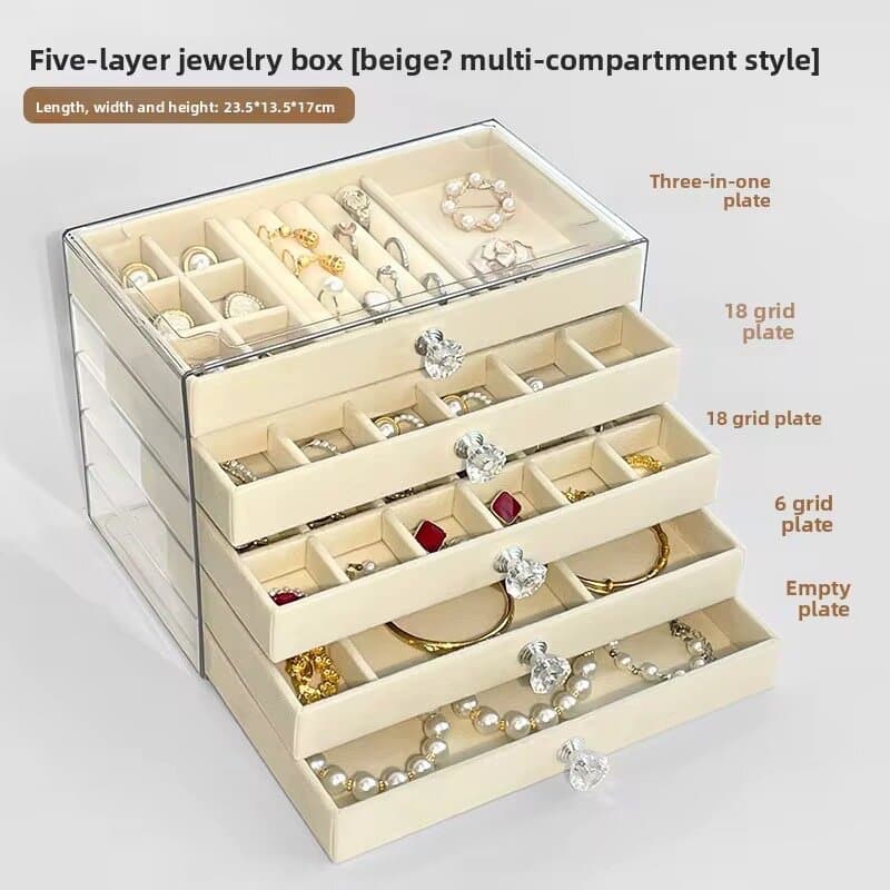 Jewelry Storage Box with Drawers - Off White 2