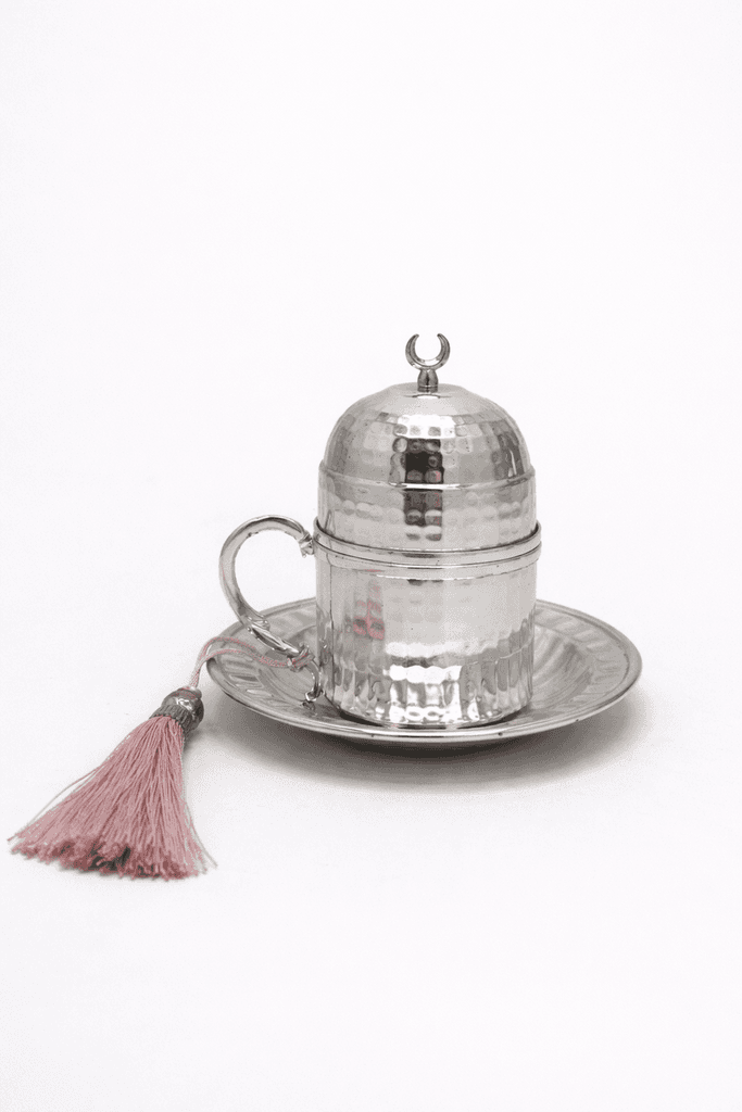 Metal And Glass Arabic Coffee Set With Dallah & Tray - Silver 2