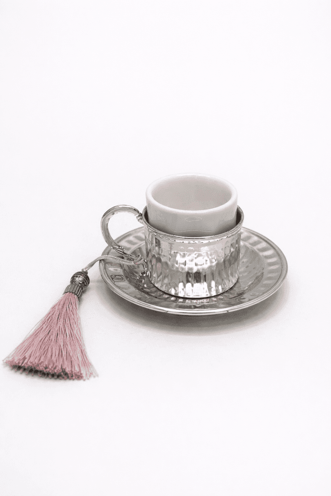 Metal And Glass Arabic Coffee Set With Dallah & Tray - Silver 3