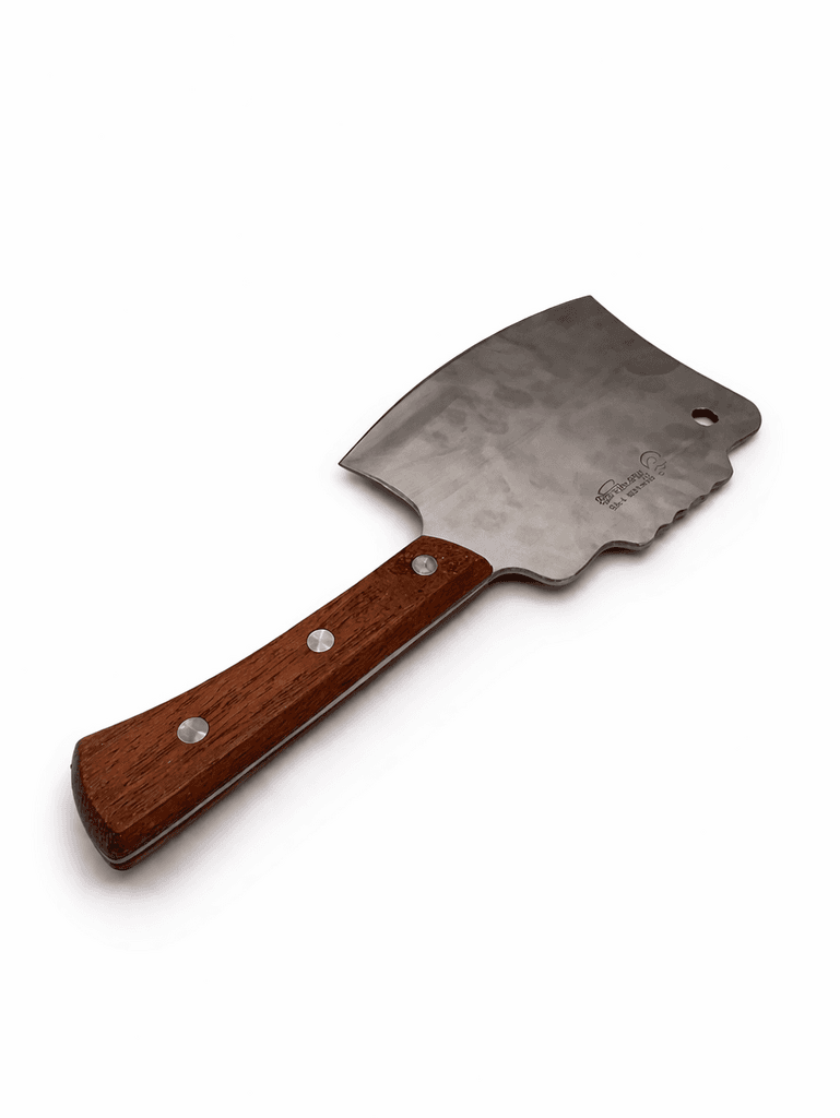 Stainless Steel Meat Cleaver Wooden Handle - Dark Brown