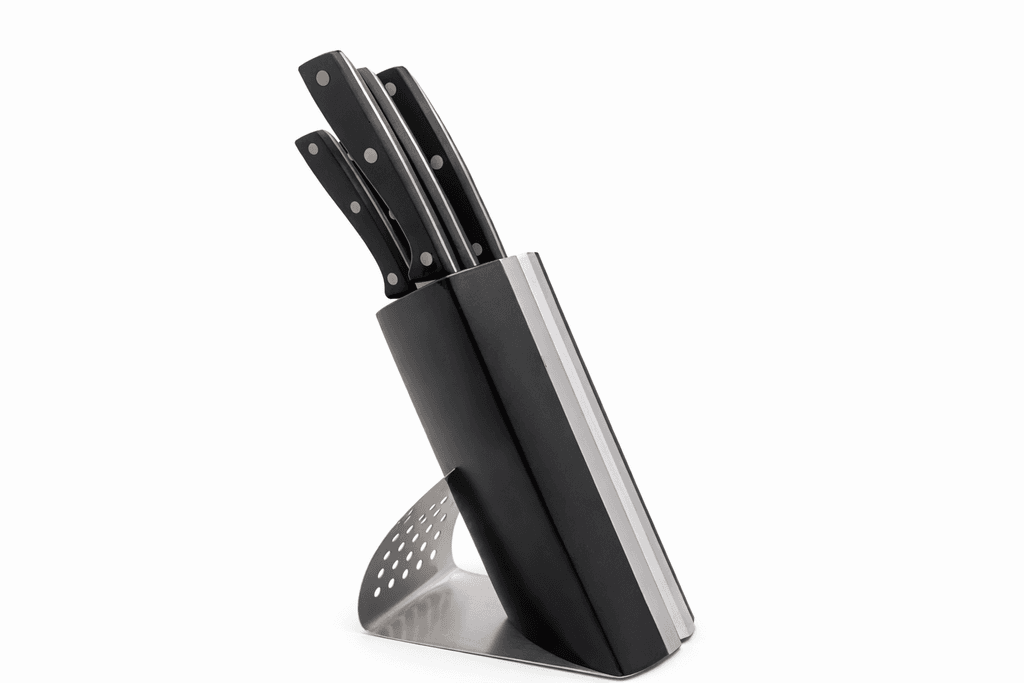 Stainless Steel Knife Set with Black Stand
