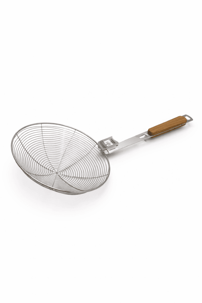 Stainless Steel Strainer with Wooden Handle - Silver