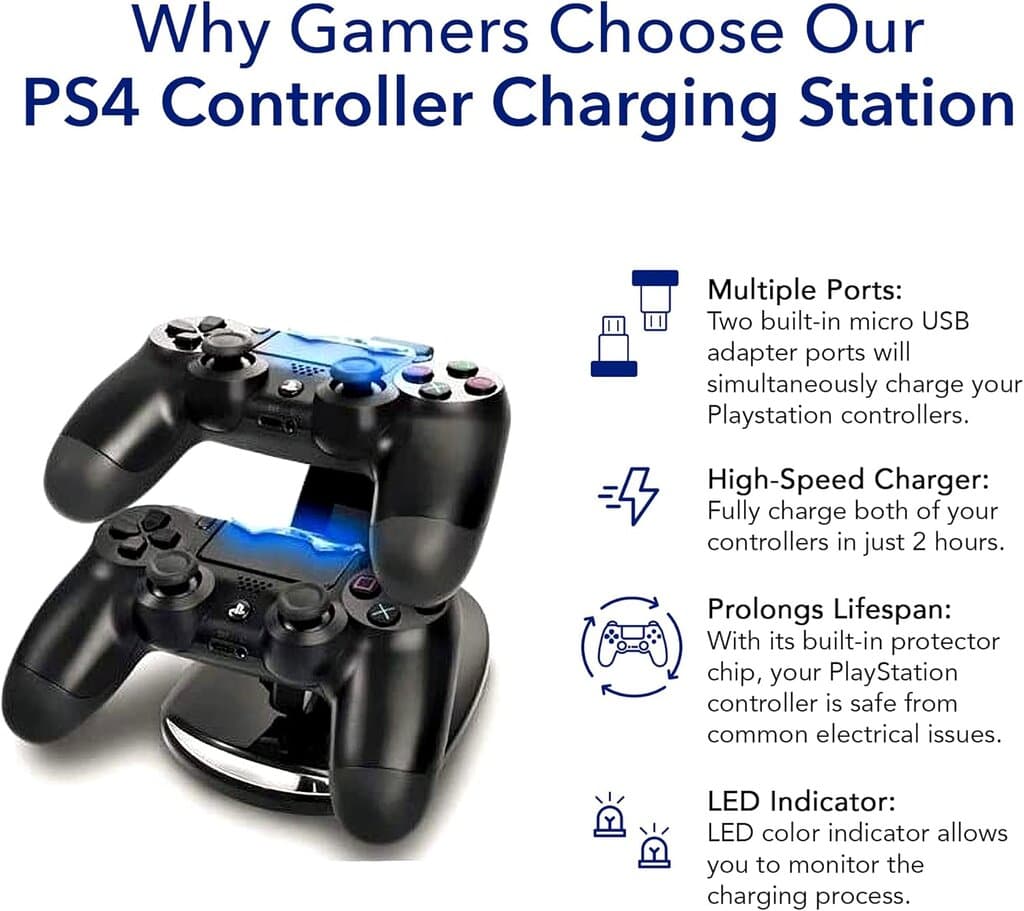 Dual USB Charging Stand Designed For PS4 Slim & Pro (Black) 6