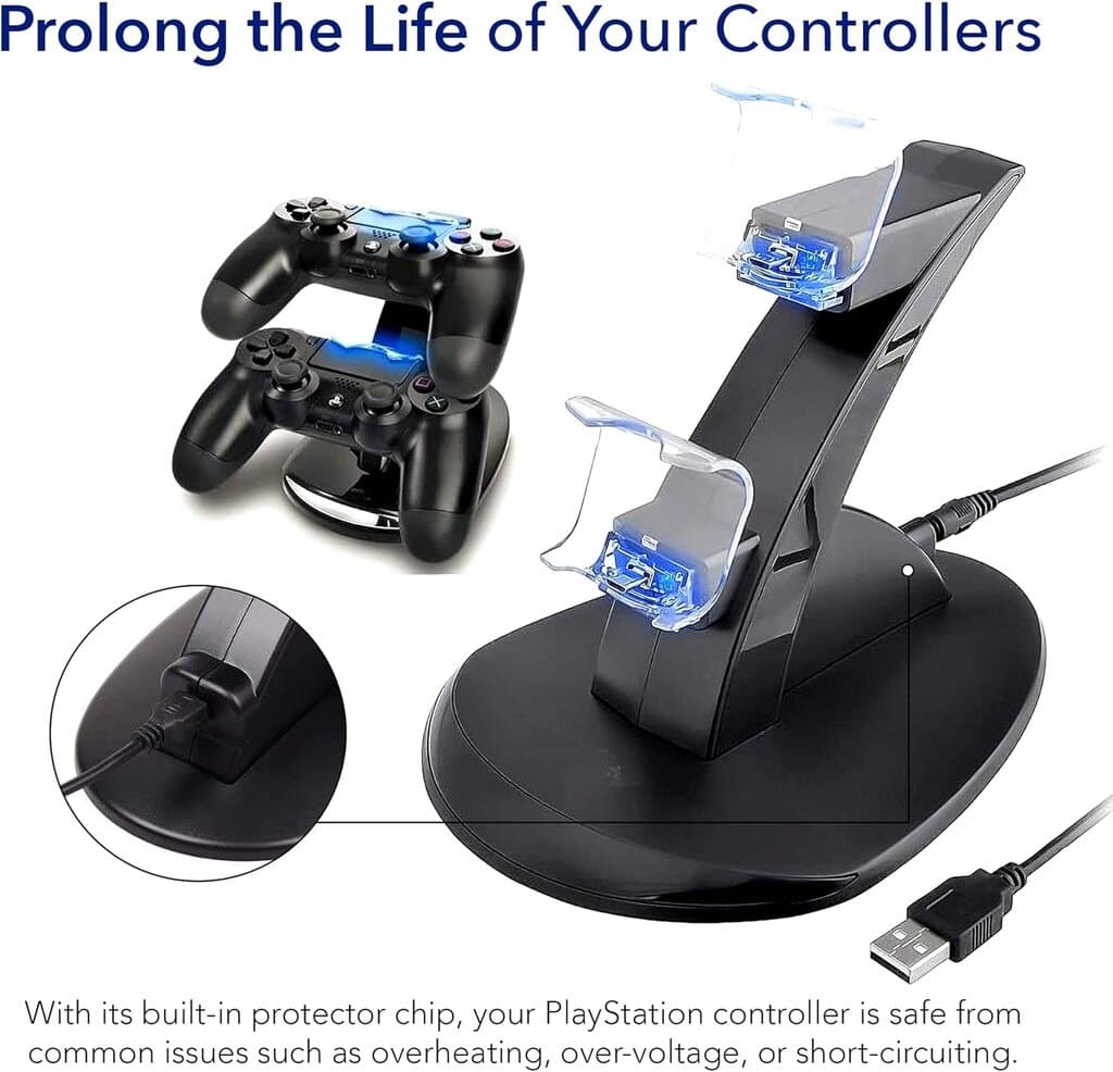 Dual USB Charging Stand Designed For PS4 Slim & Pro (Black) 3