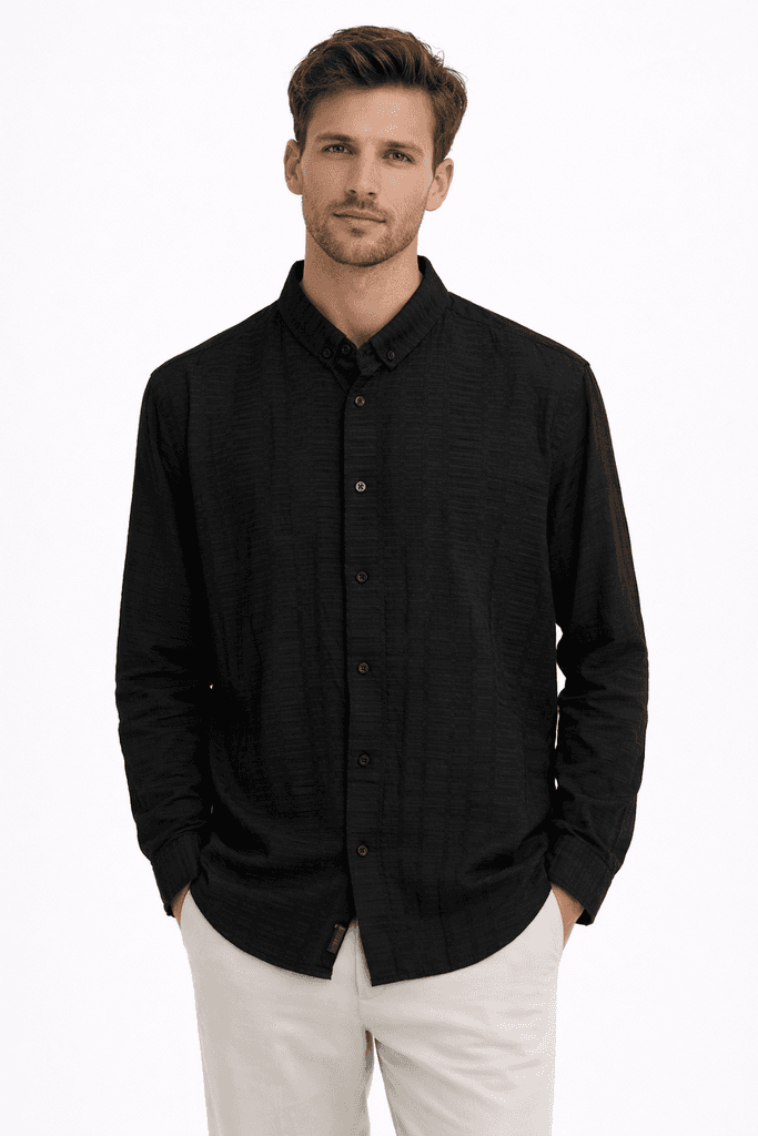 Moda Arpol Men's Cotton Shirt - Black (S)