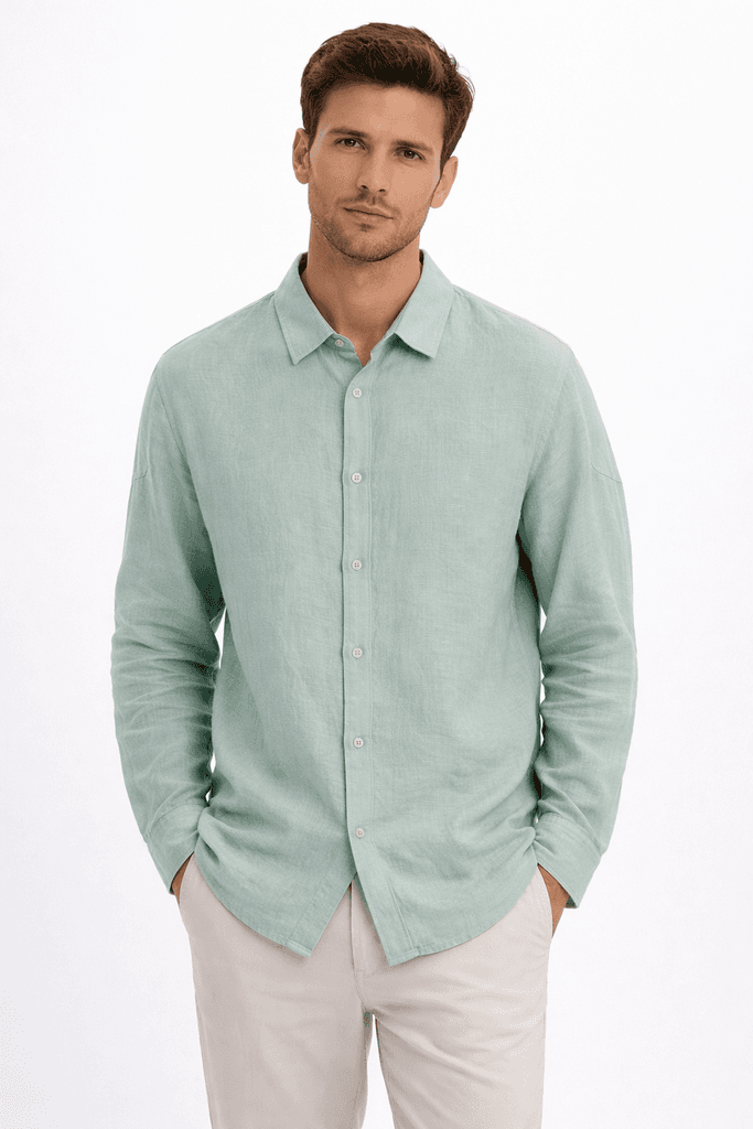 Moda Arpol Men's Cotton Shirt - Light Green (S)