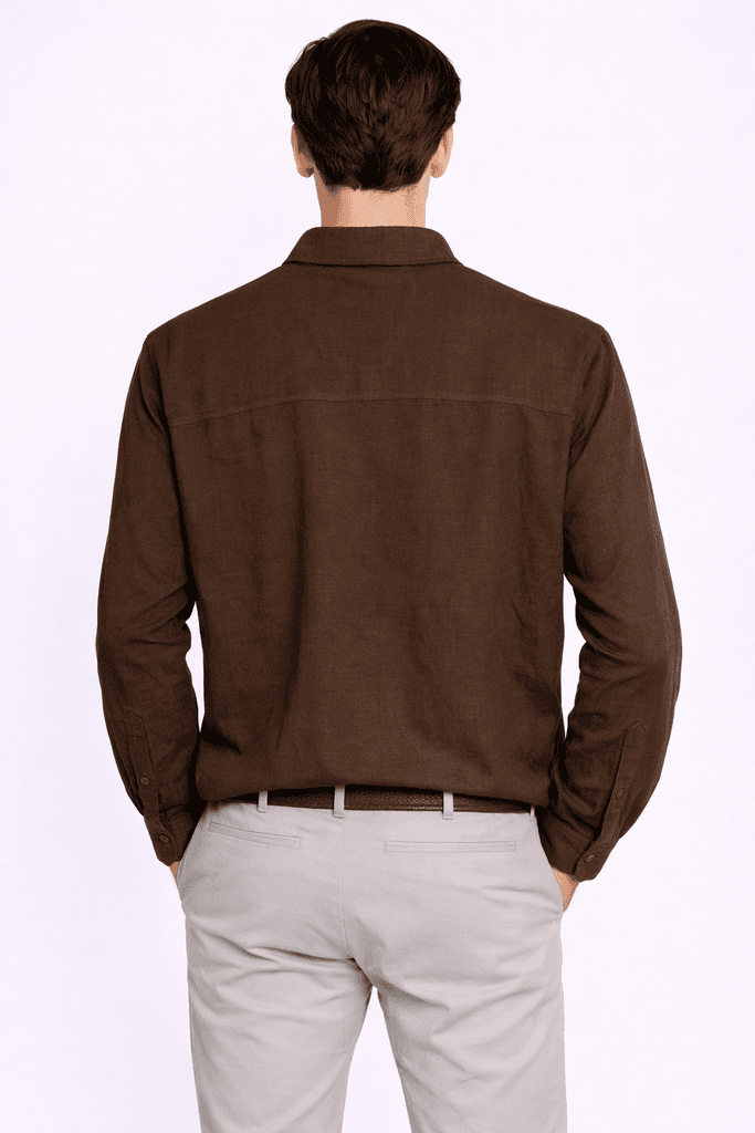 Moda Arpol Men's Cotton Shirt - Dark Brown (S) 2