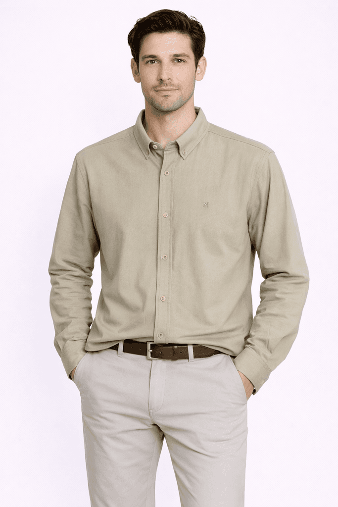 Moda Arpol Men's Cotton Shirt - Khaki (S)