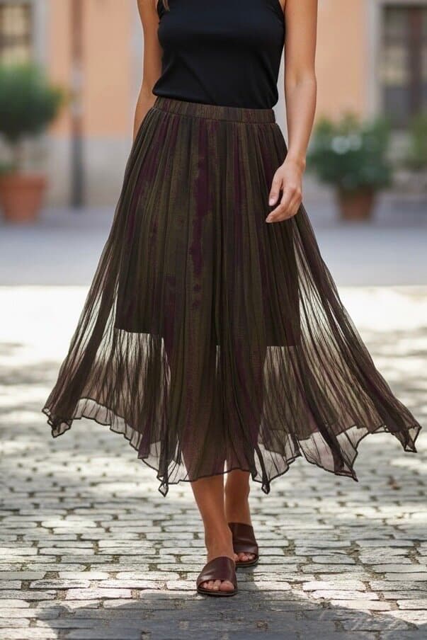 Şamdan Chiffon Skirt - Brown (S) 3