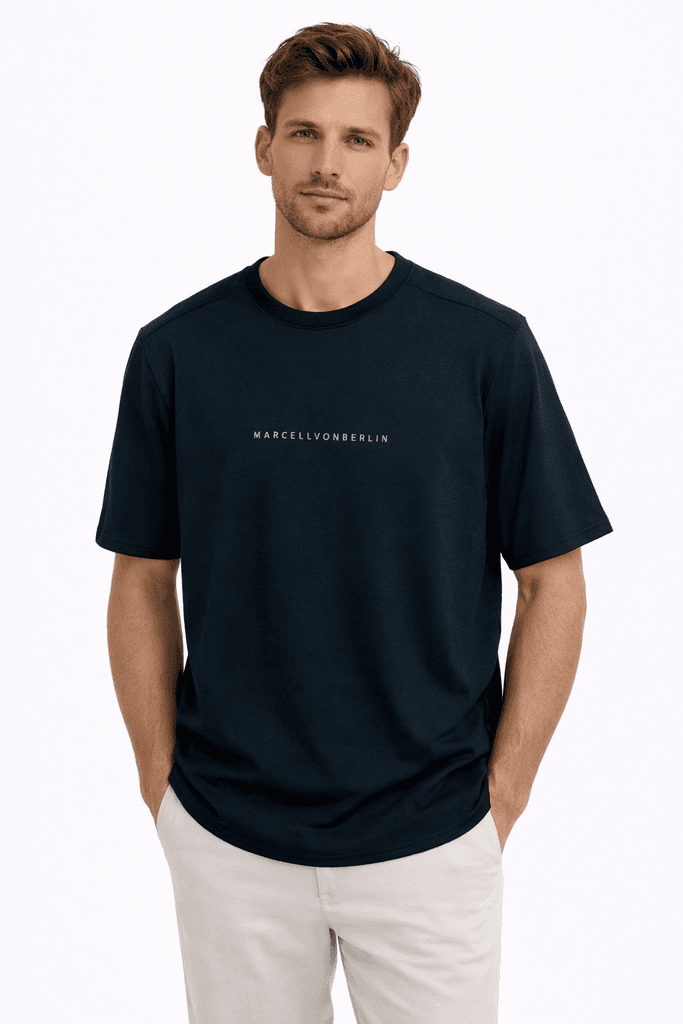 Moda Arpol Men's Cotton T-Shirt - Navy Blue (S)