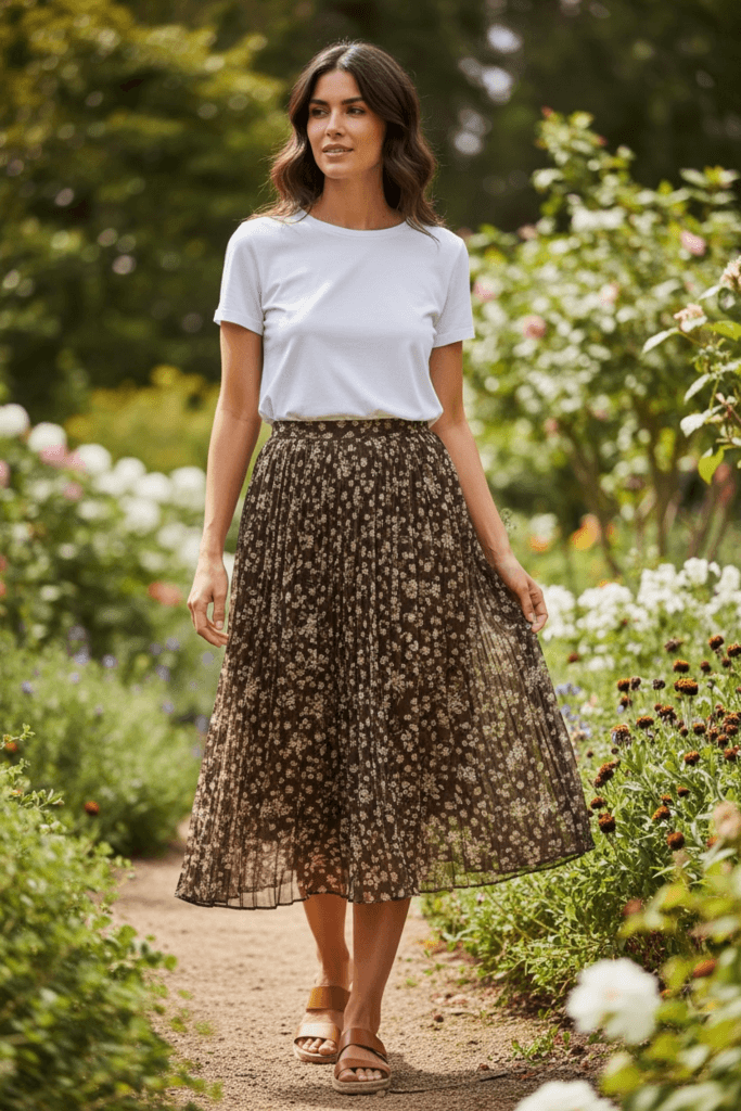 Şamdan Chiffon Skirt - Brown (S)